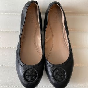 TORY BURCH NIB (NO DUST BAG) ALLIE BALLET BLACK FLATS SZ 7 STYLE 31400